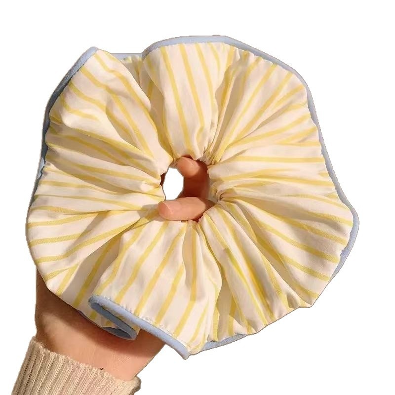 Women's High-End Large Cloth Bun Scrunchie Hair Tie Striped