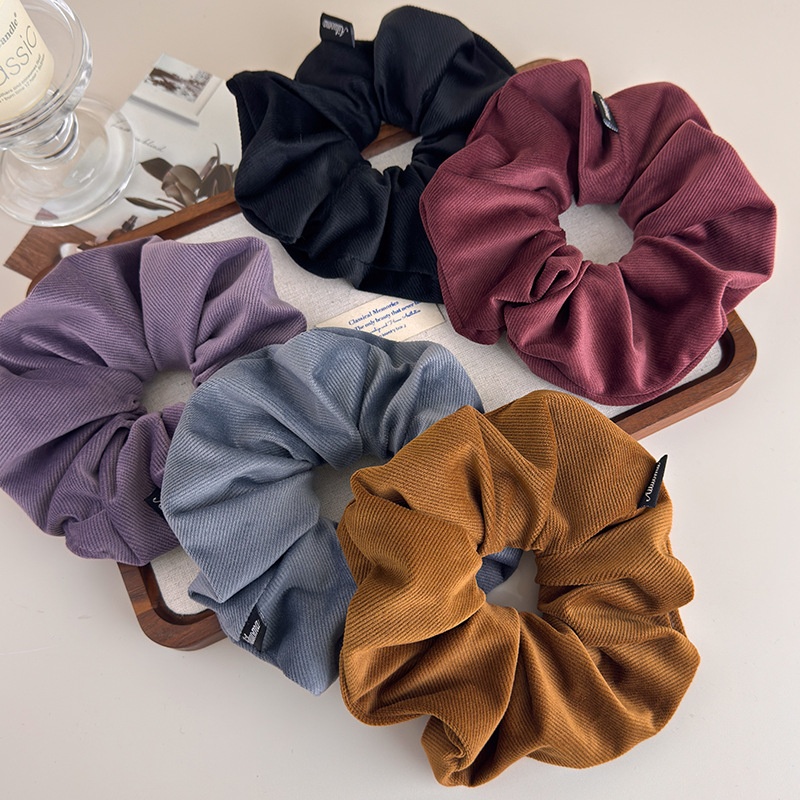 Women's Winter Twill Velvet Scrunchie Ponytail Hair Tie Solid Color