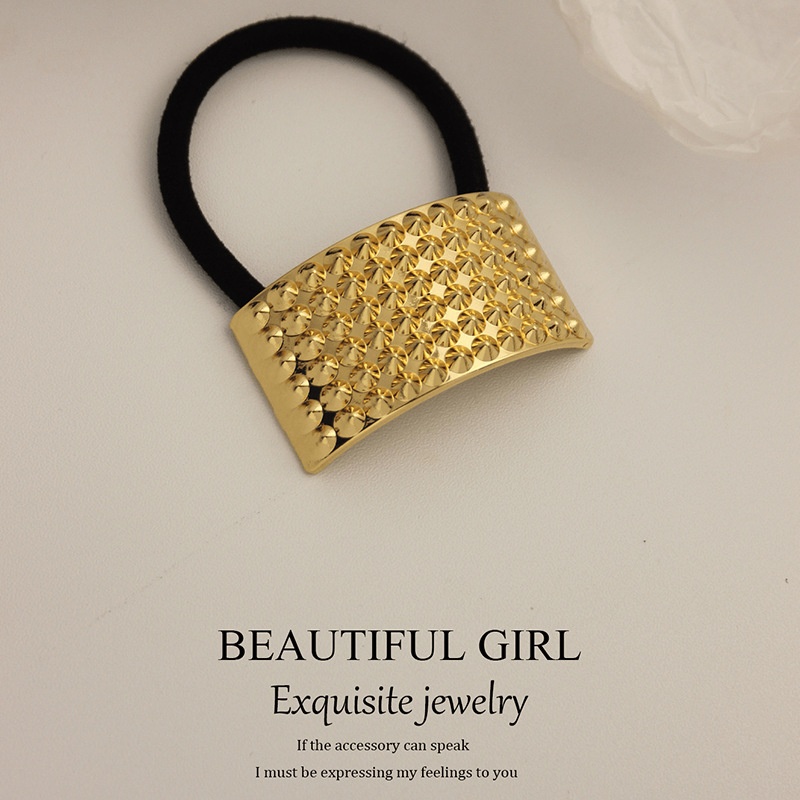 Women's Versatile Retro Alloy Elastic Hair Ties Round Cold Tone