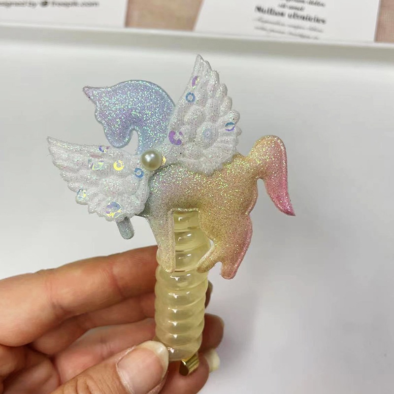 Girls Silicone Telephone Cord Ponytail Hair Rope Sweet Cartoon Butterfly