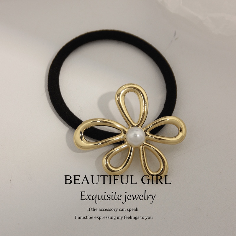 Women's Versatile Retro Alloy Elastic Hair Ties Round Cold Tone