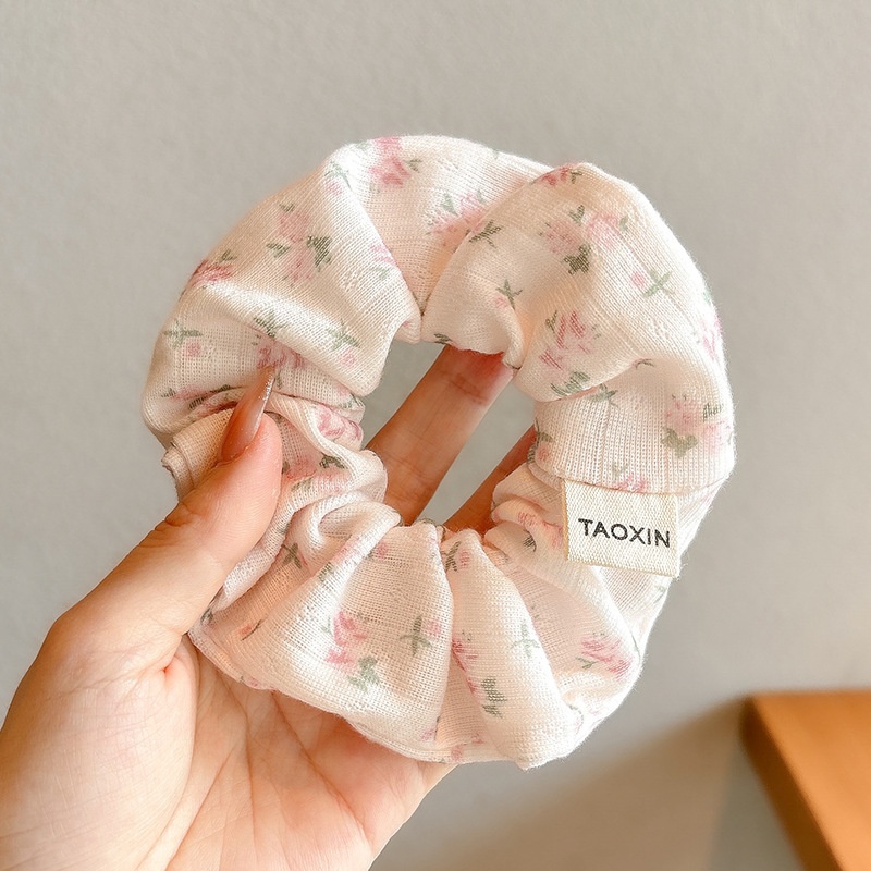 Women's Cloth Lace Scarf Scrunchie Daily Hair Tie Spring Tulip Floral