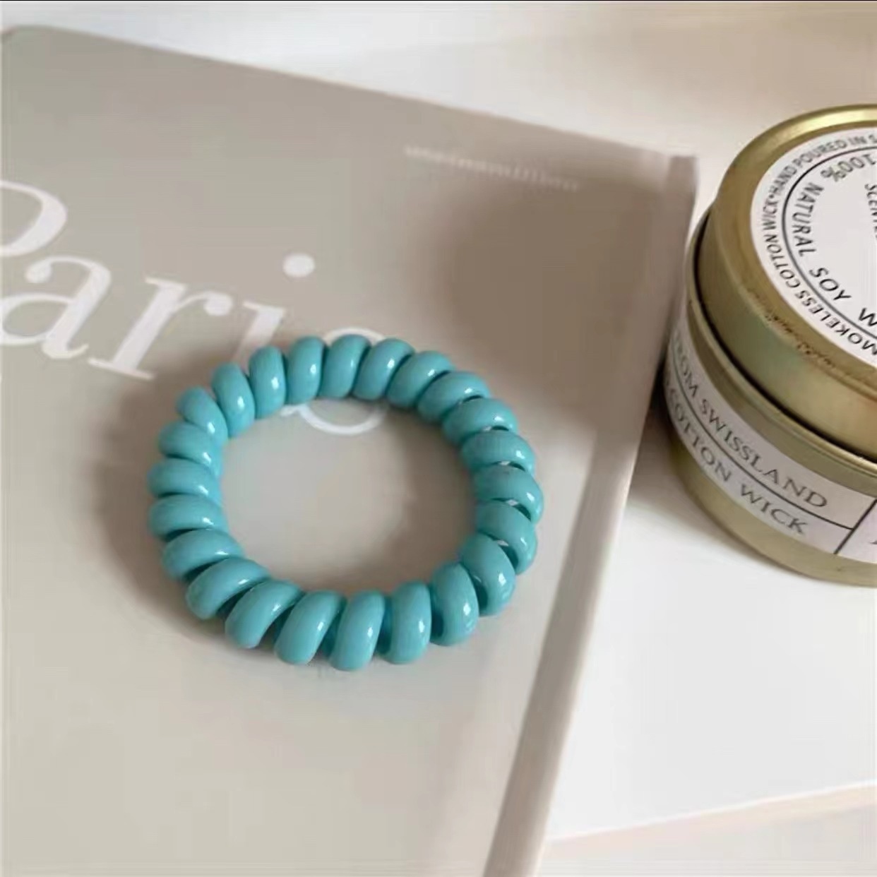 Girls Sweet Traceless Spiral Telephone Wire Hair Ties Candy Color