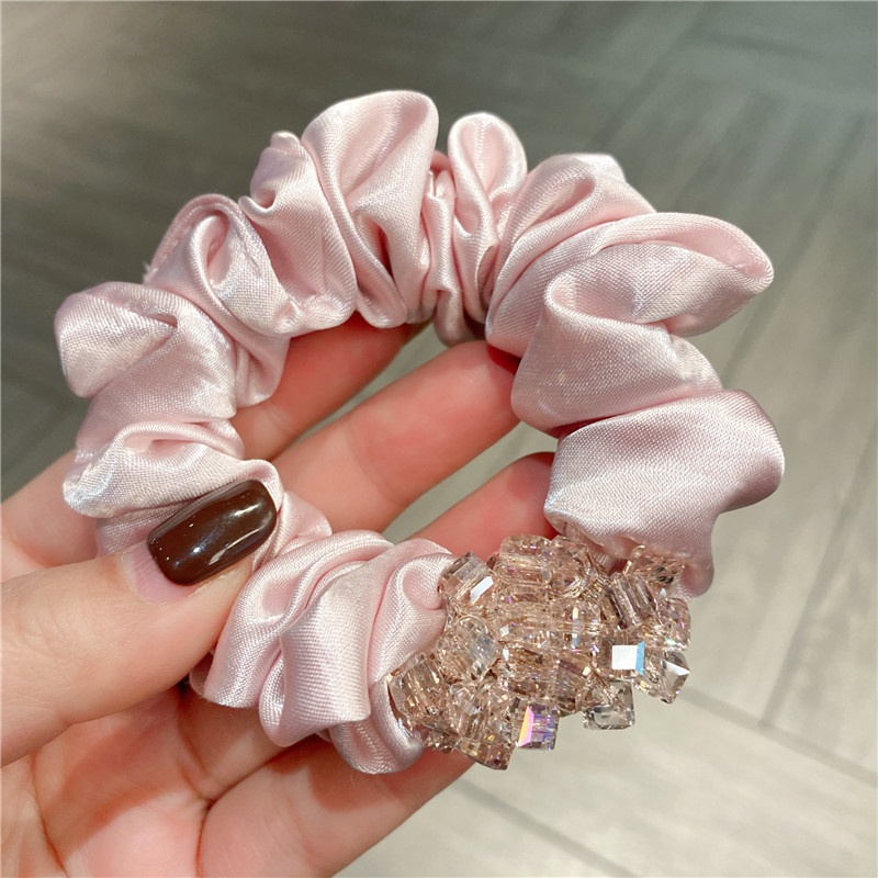 Women's Crystal Beaded Satin Elastic Hairband Multi-color Floral