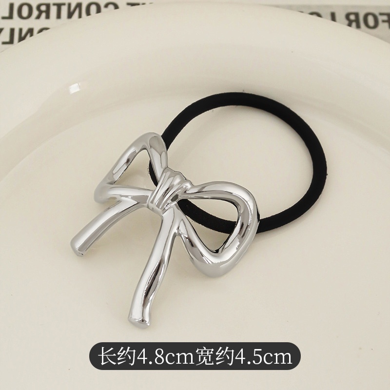 Women's Versatile Retro Alloy Elastic Hair Ties Round Cold Tone