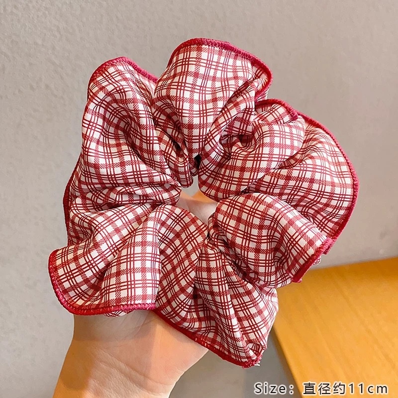 Women Spring Summer Cloth Hair Scrunchie Tie Romantic Polka Dot Lace
