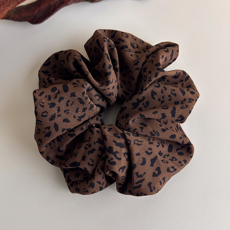 Women's Casual Fabric Elastic Scrunchies High Ponytail Leopard Print