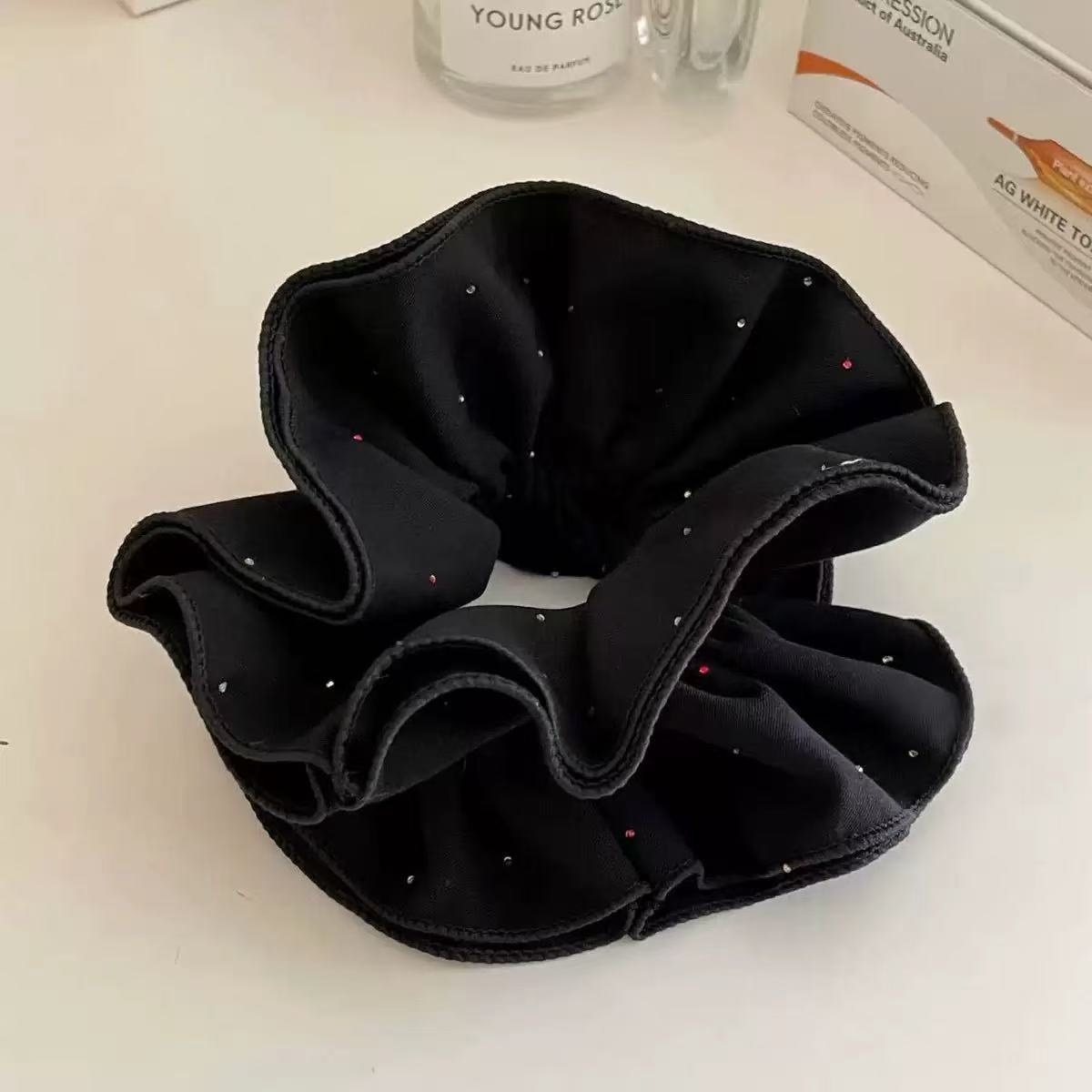 Women's Ballet Lace Hair Scrunchie Blue White Plaid Cherry Print