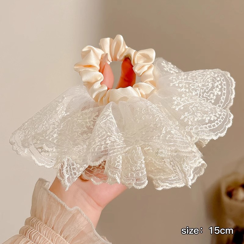 Women's Handmade Spring Ponytail Hair Scrunchie Checkered Fabric