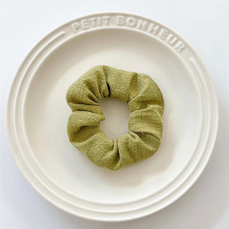 Women's Summer Fabric Scrunchie Pleated Plaid Leopard Hair Tie