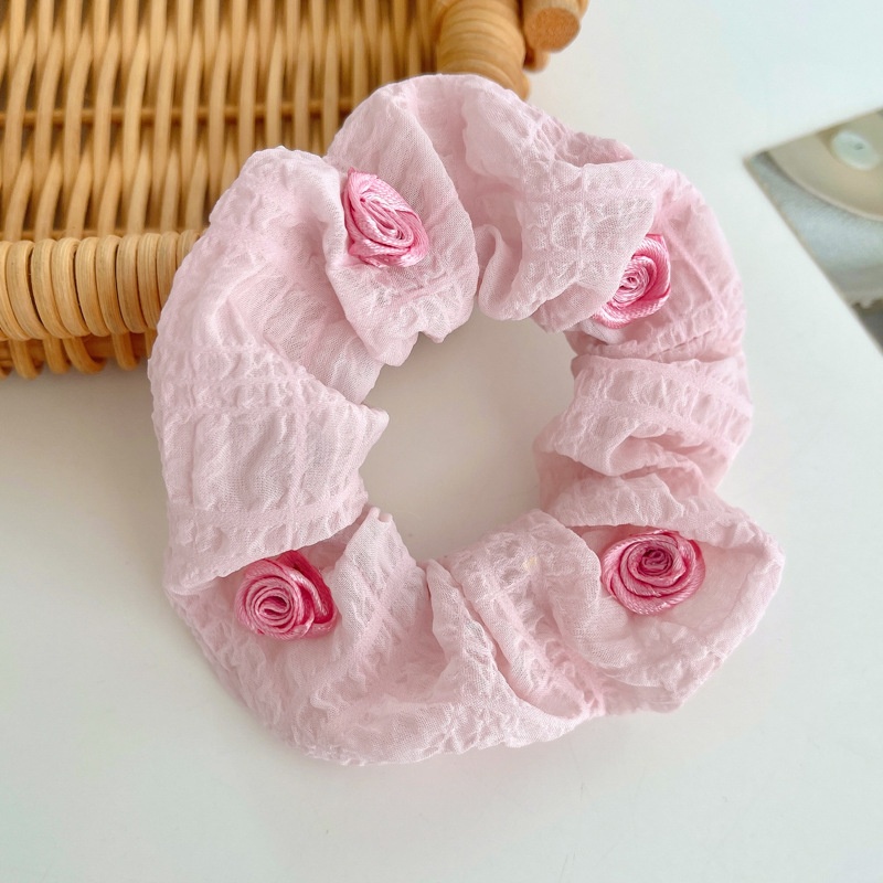 Women's Spring High-End Silky Pleated Pearl Streamer Large Hair Ring