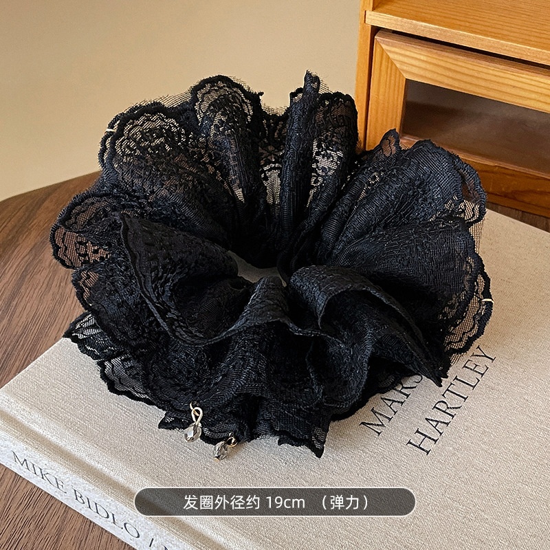 Women's Handmade Spring Ponytail Hair Scrunchie Checkered Fabric