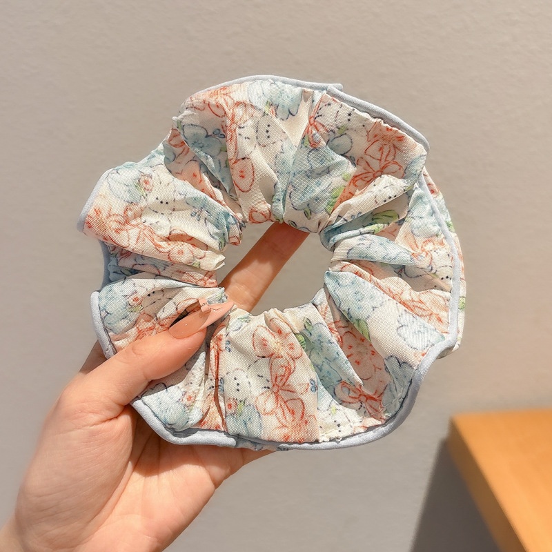 Women Daily Oversized High Elastic Lace Hair Scrunchie Elegant Floral