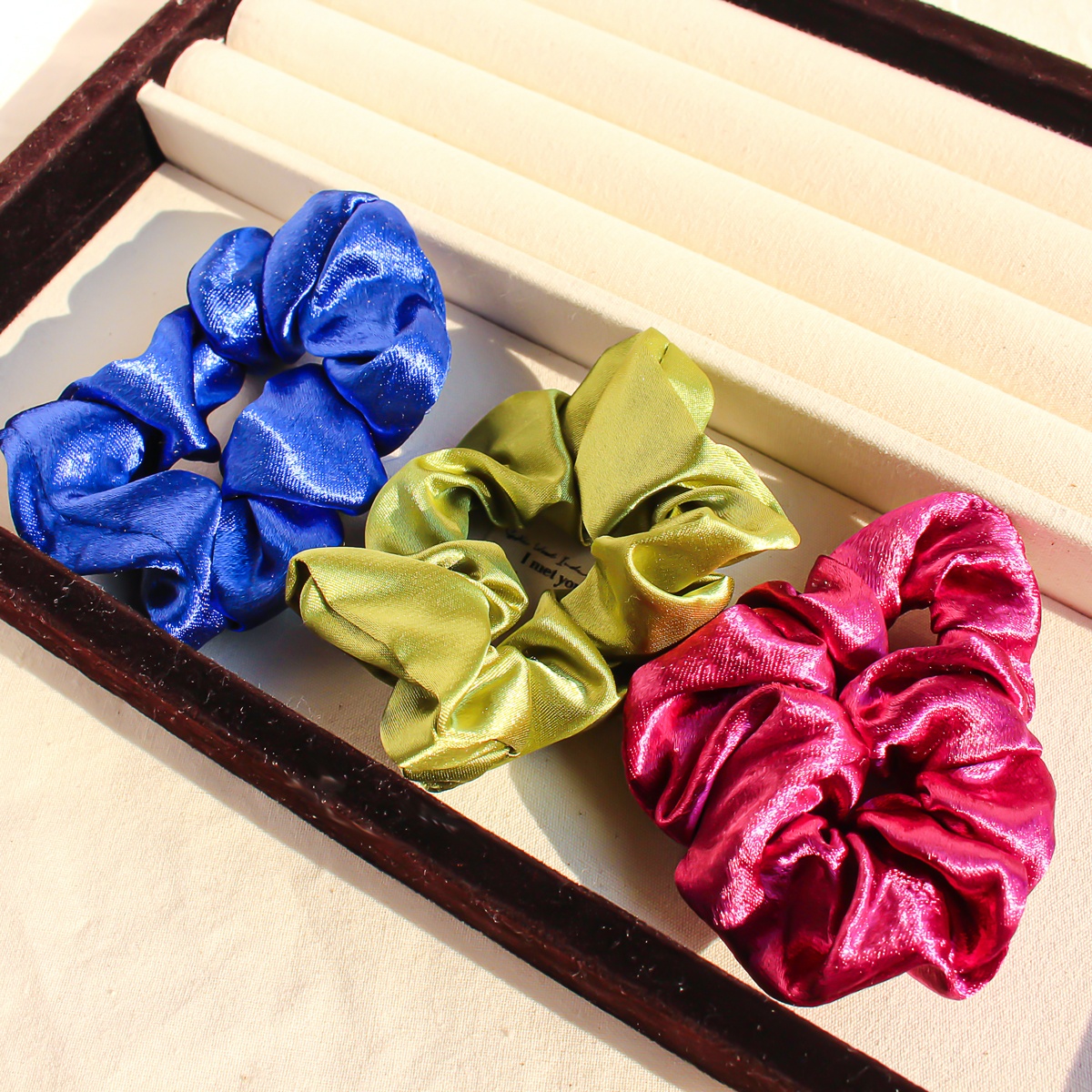 Women's All-Season French Satin Hair Ties 5PCS Multicolor Solid Leopard