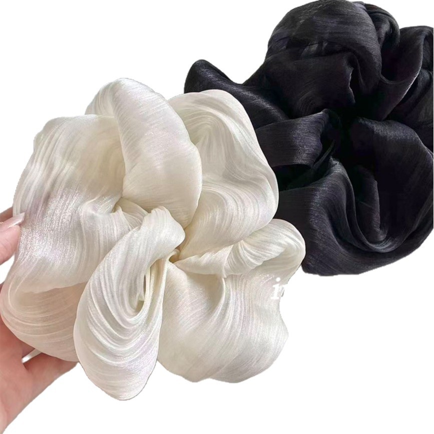 Women Soft Chiffon Hair Tie Elegant Spring Commute Style Beige
