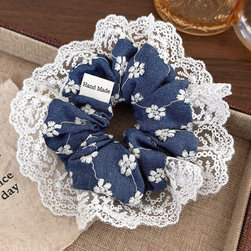 Women's Casual Daily Lace Scrunchie Hair Tie Classic Floral Cloth