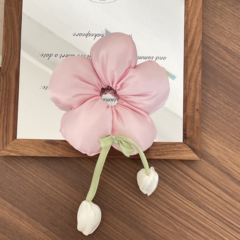 Kids Sweet Cloth Hair Rubber Band for School Daily Cute Flower Pattern