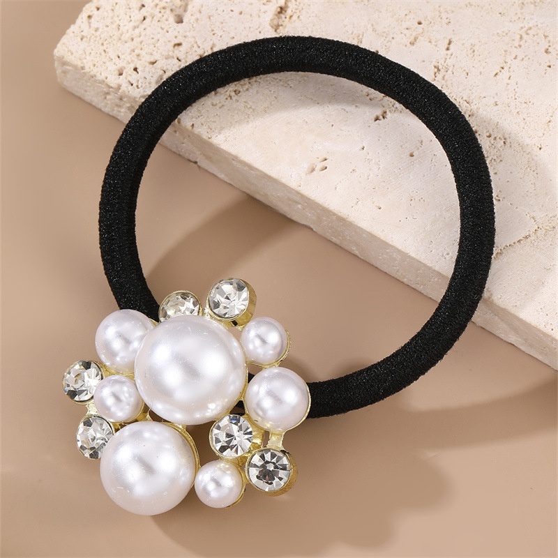 Women's High Elasticity Hair Tie Accessory French Alloy Pearl