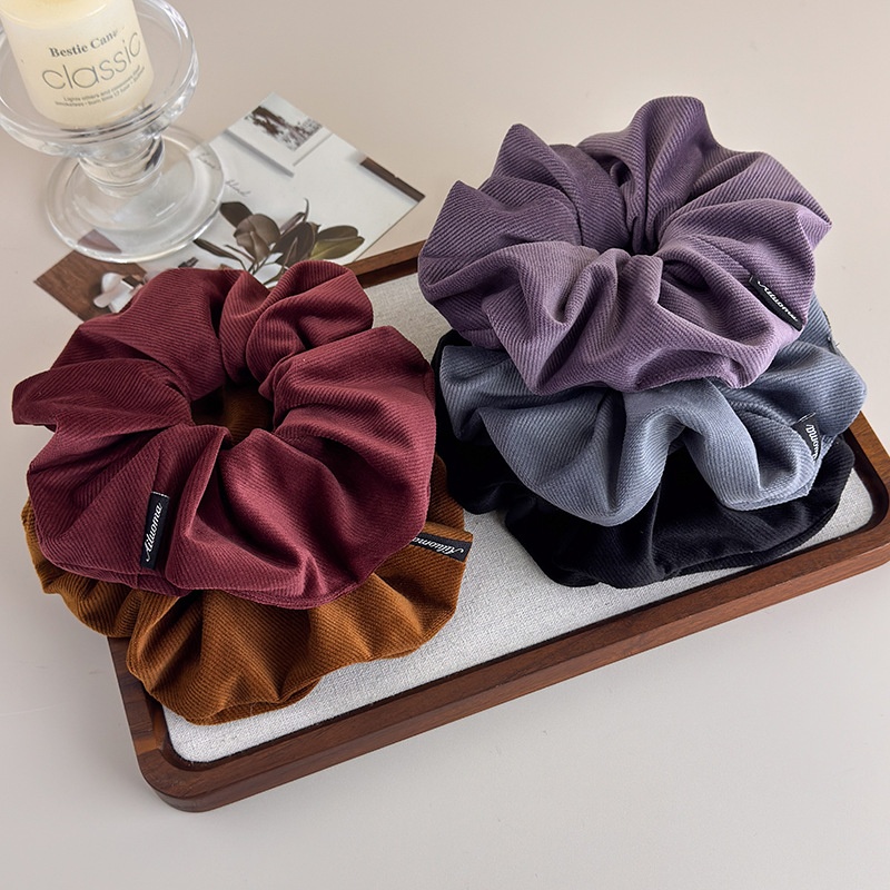 Women's Winter Twill Velvet Scrunchie Ponytail Hair Tie Solid Color