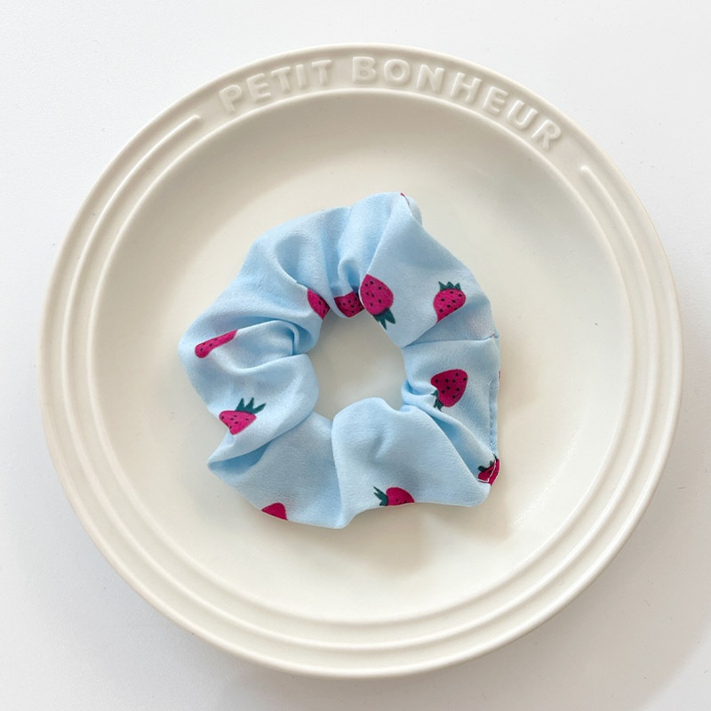 Women's Summer Fabric Scrunchie Pleated Plaid Leopard Hair Tie