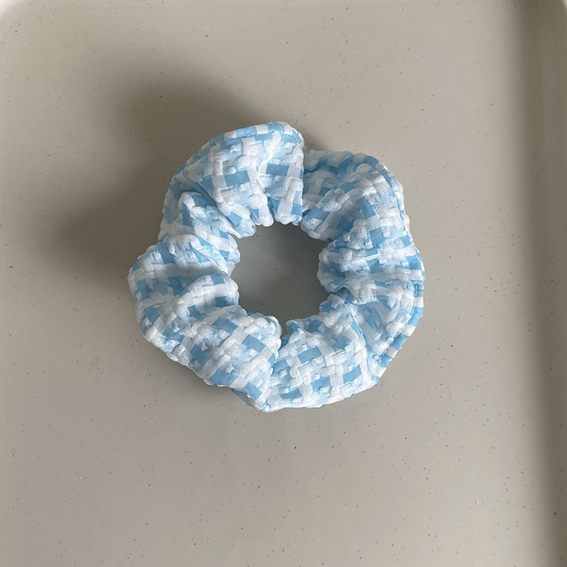 Women's Summer Fabric Scrunchie Pleated Plaid Leopard Hair Tie