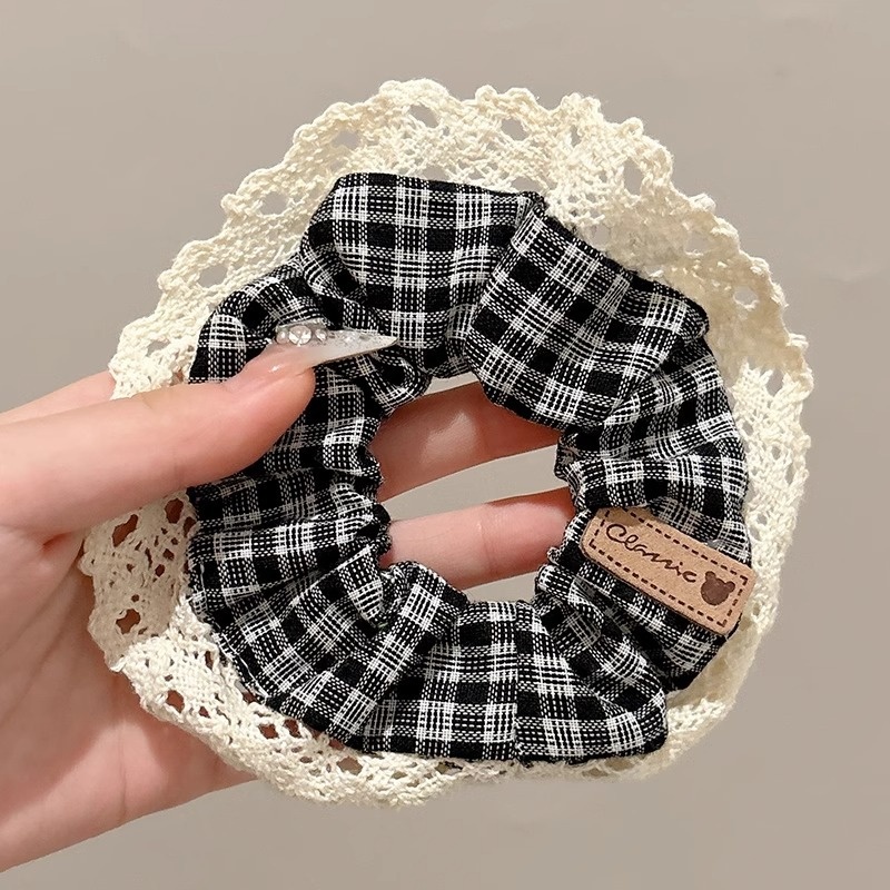 Women's Spring High-End Silky Pleated Pearl Streamer Large Hair Ring