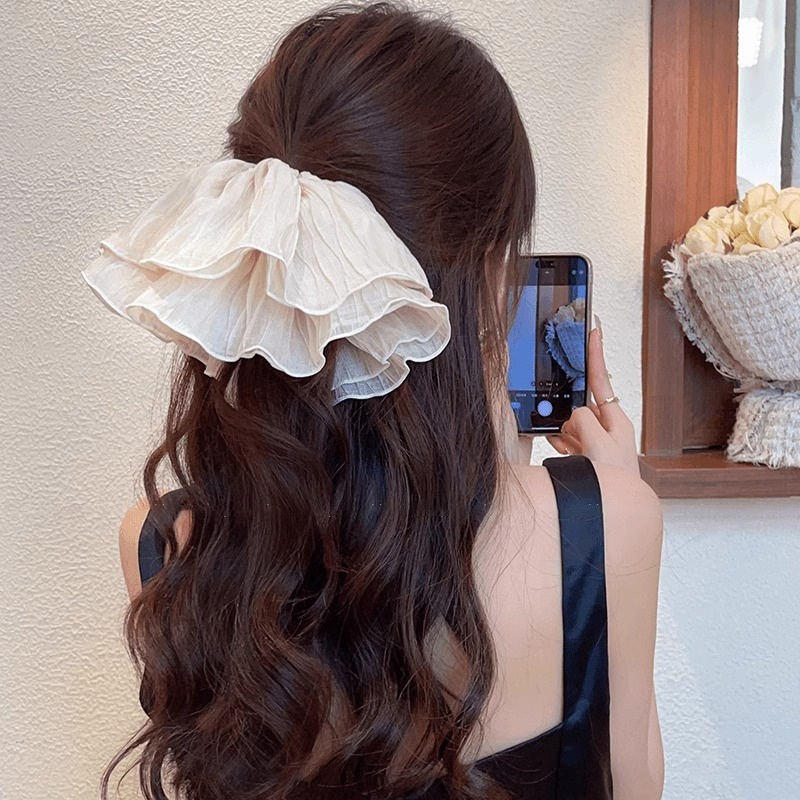Women's Elegant Square Scarf Scrunchie Chic Cloth Ponytail Hair Tie