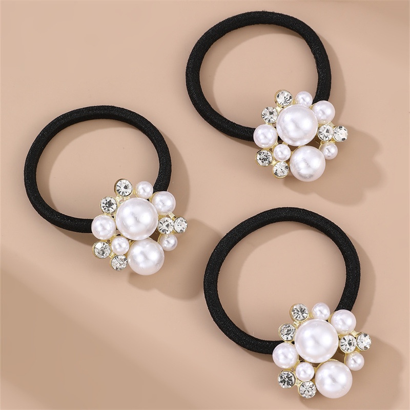 Women's High Elasticity Hair Tie Accessory French Alloy Pearl