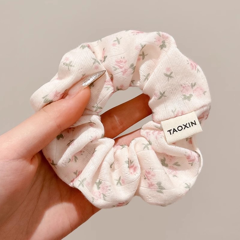 Women Daily Oversized High Elastic Lace Hair Scrunchie Elegant Floral