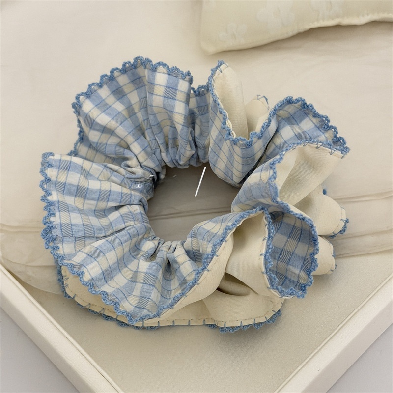 Women's Spring Summer Cloth Hair Scrunchie Sweet Purple Plaid