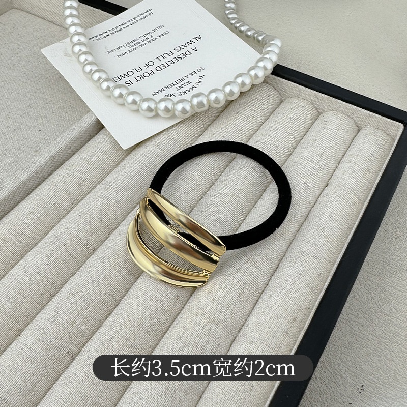 Women's Versatile Retro Alloy Elastic Hair Ties Round Cold Tone
