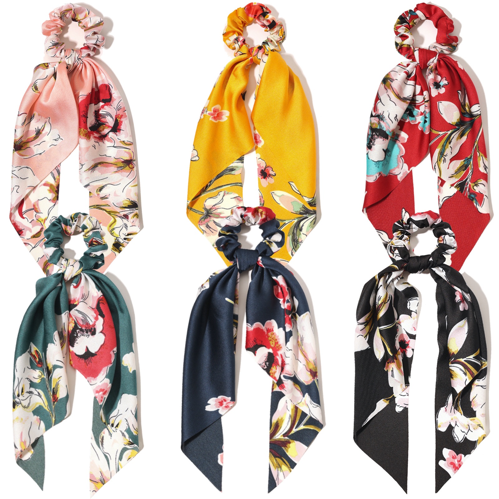 Women's Silk Braid Butterfly Hair Tie Holiday Pastoral Color Block