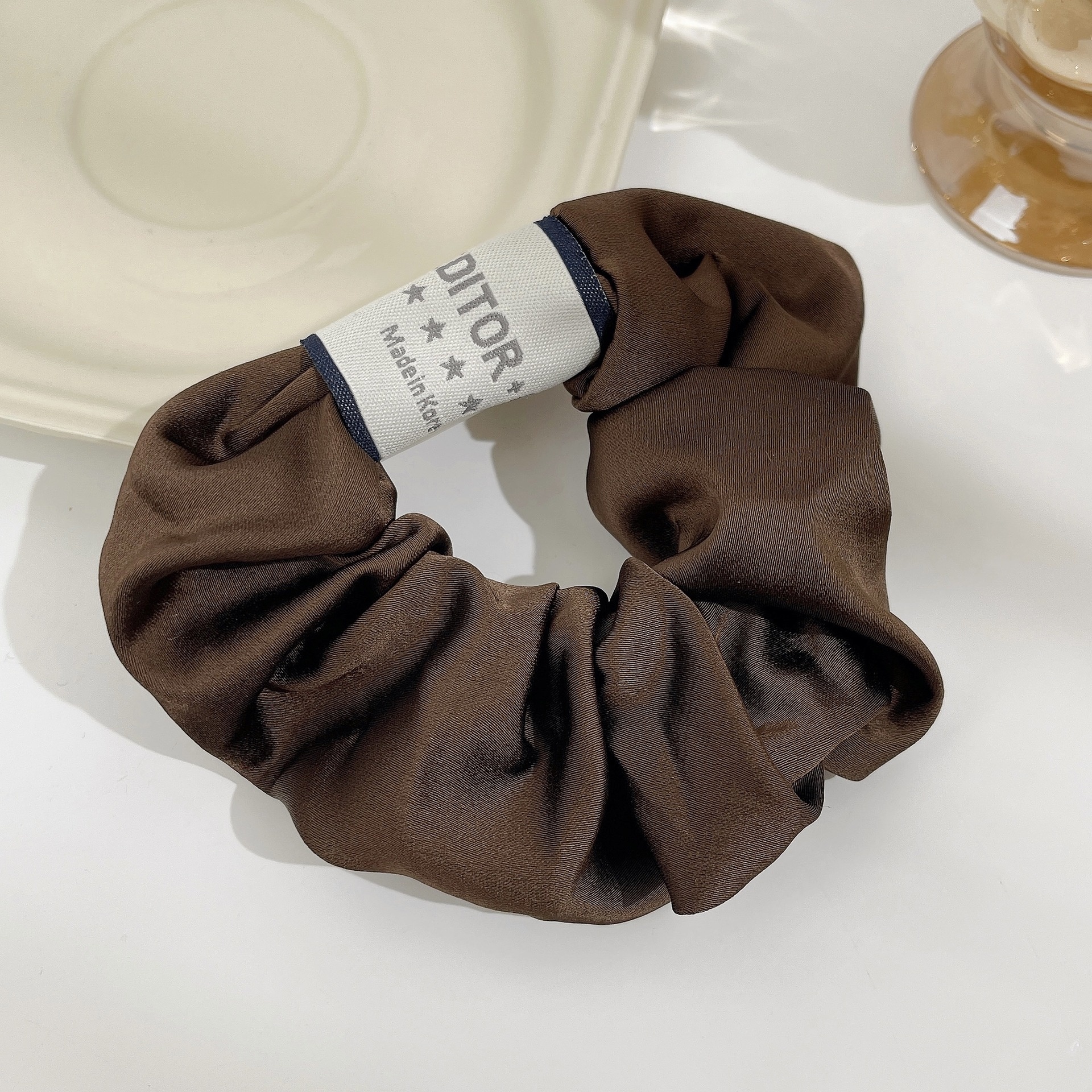 Women's Summer Fabric Scrunchie Pleated Plaid Leopard Hair Tie