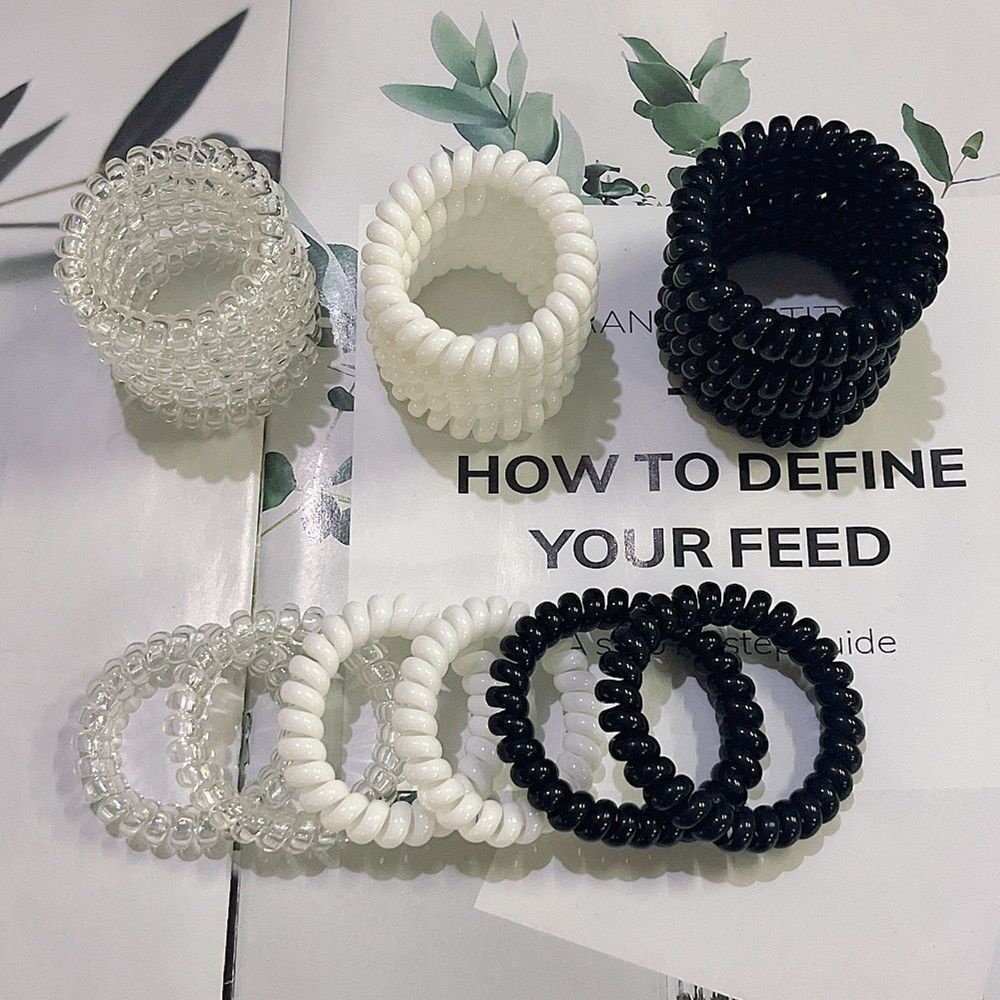 Girls Sweet Traceless Spiral Telephone Wire Hair Ties Candy Color