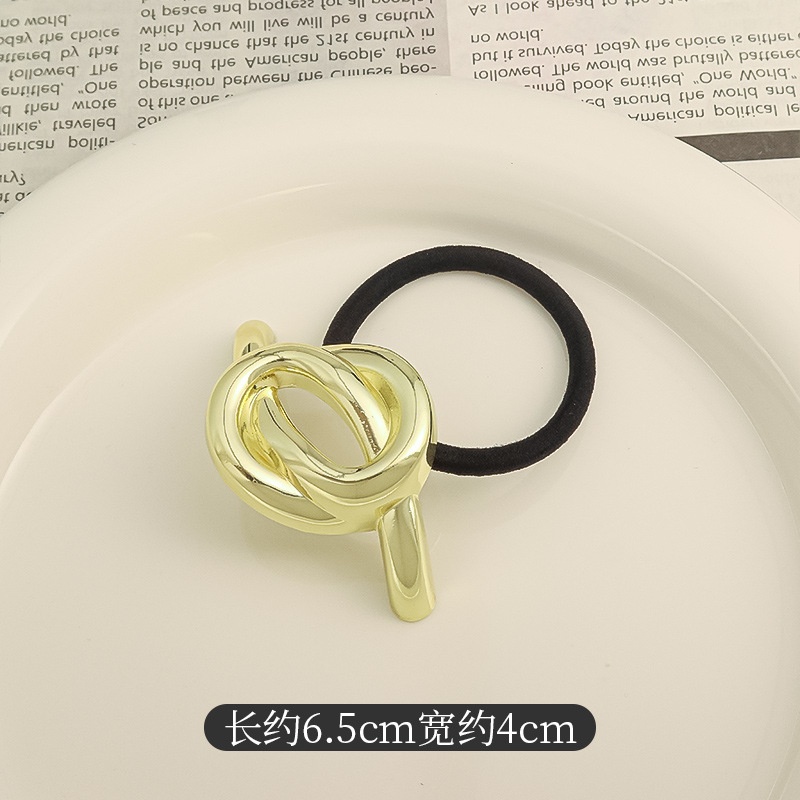 Women's Versatile Retro Alloy Elastic Hair Ties Round Cold Tone