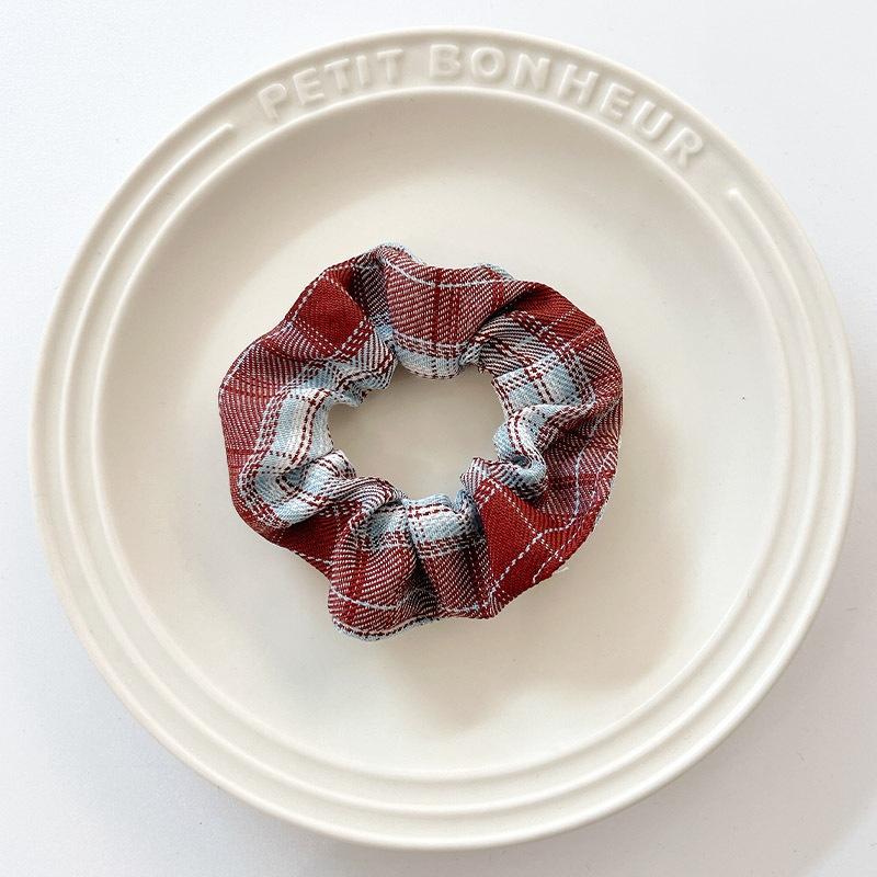 Women's Summer Fabric Scrunchie Pleated Plaid Leopard Hair Tie