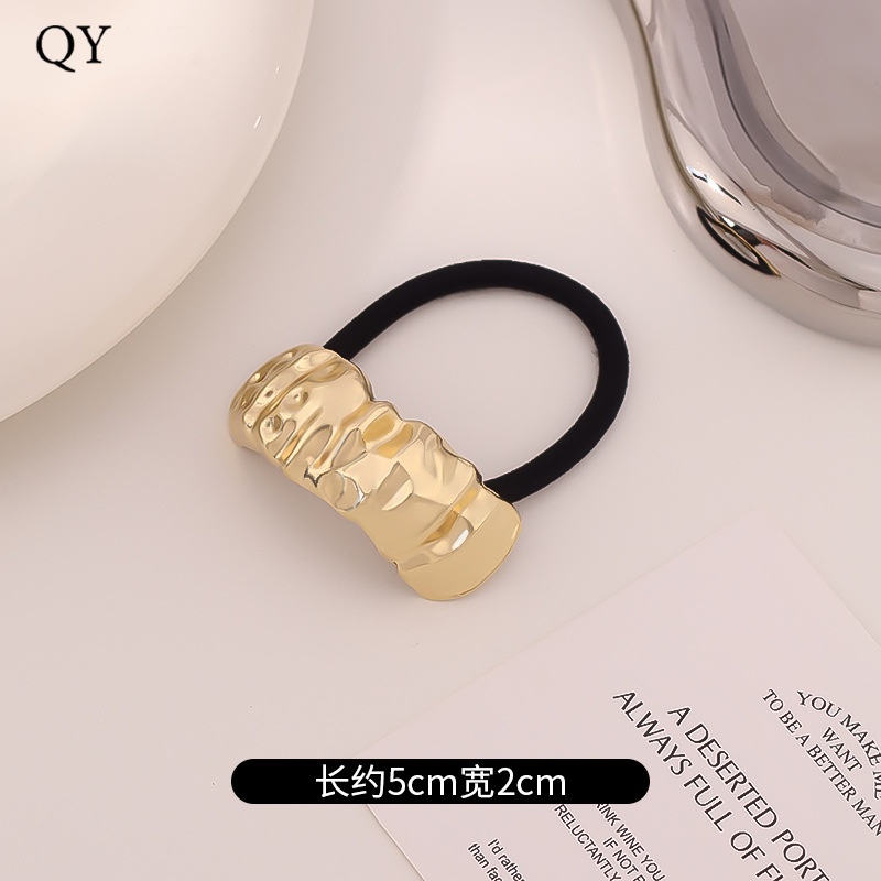 Women's Versatile Retro Alloy Elastic Hair Ties Round Cold Tone