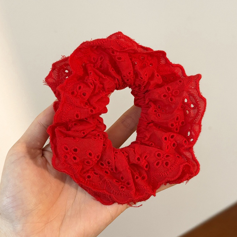 Women's Cloth Lace Scarf Scrunchie Daily Hair Tie Spring Tulip Floral