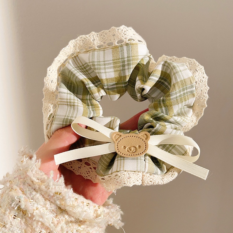 Women's Sweet Lace Ponytail Hair Tie Cloth Scrunchie Coral Lily Floral