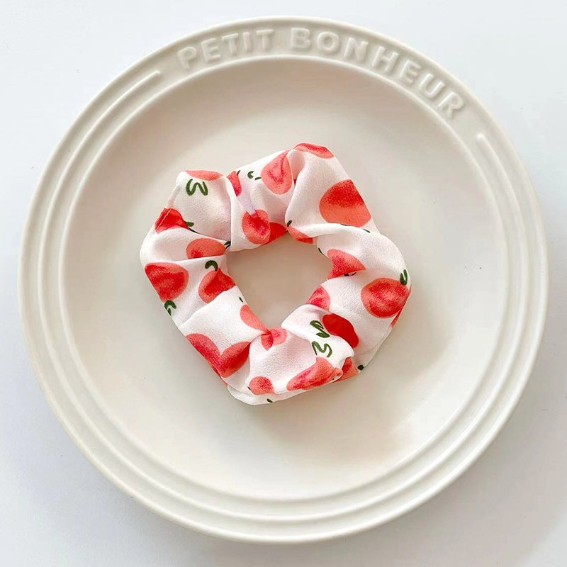 Women's Summer Fabric Scrunchie Pleated Plaid Leopard Hair Tie