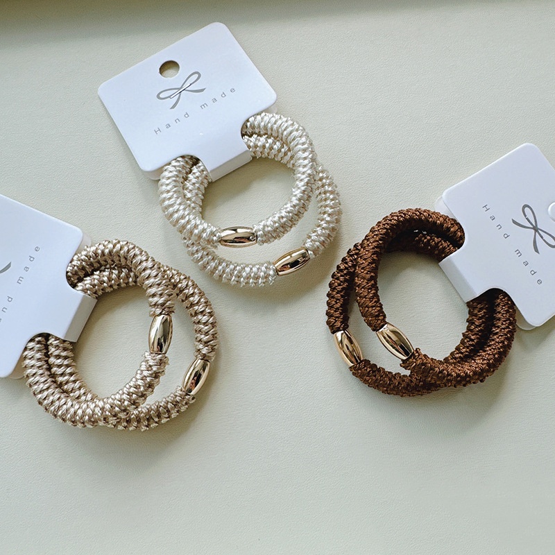 Women's Thick Knitted High Elastic Ponytail Hair Bands Gold Sequin