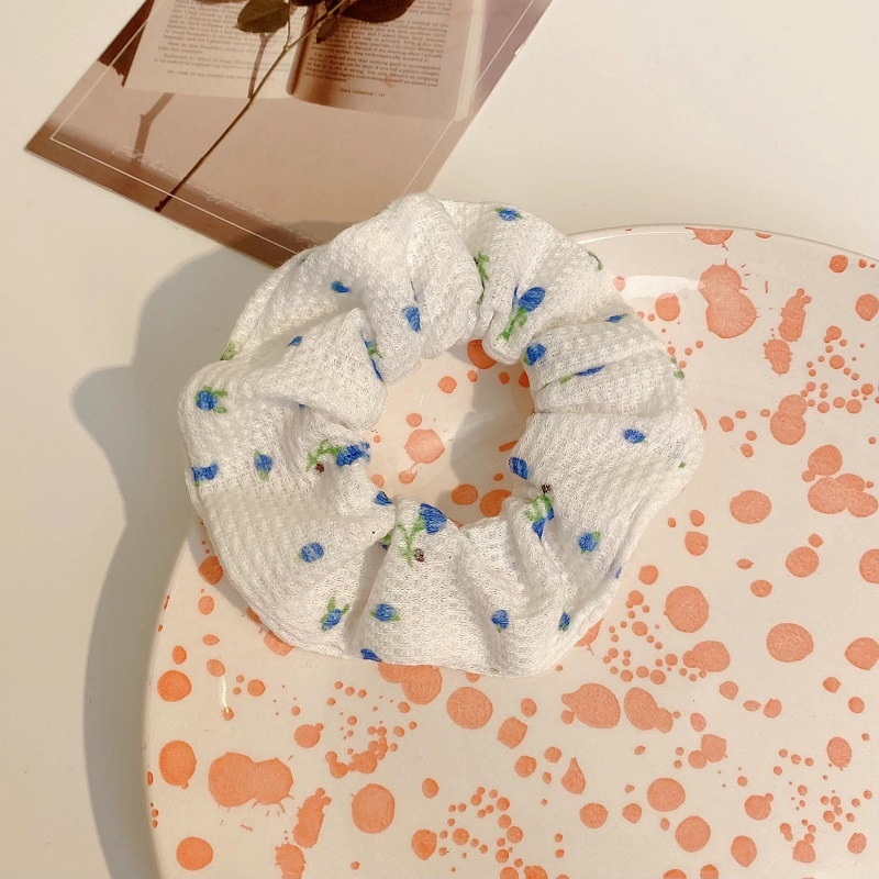 Women's Summer Fabric Scrunchie Pleated Plaid Leopard Hair Tie