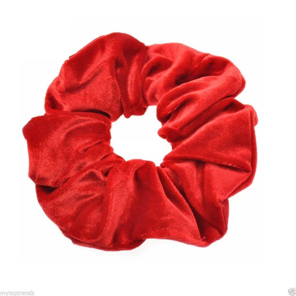 Ladies Winter Gold Velvet Bun Hair Scrunchies Ethnic Plaid Pattern