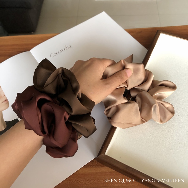 Women's Premium Satin Scrunchie Elegant Hair Tie Basic Solid Colors