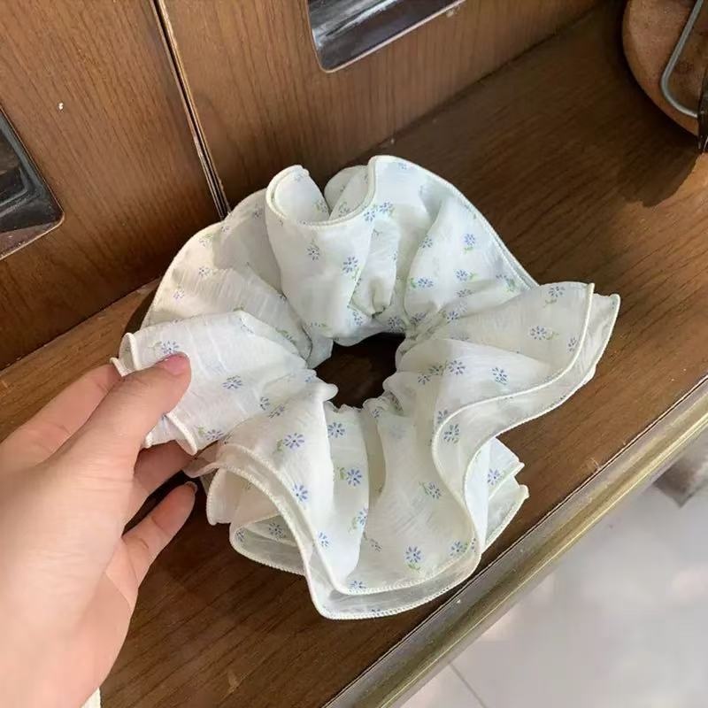 Women's High-End Large Cloth Bun Scrunchie Hair Tie Striped