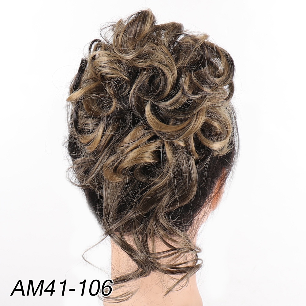 Women Daily Updo Messy Bun Hair Ring High Temp Silk Natural Texture