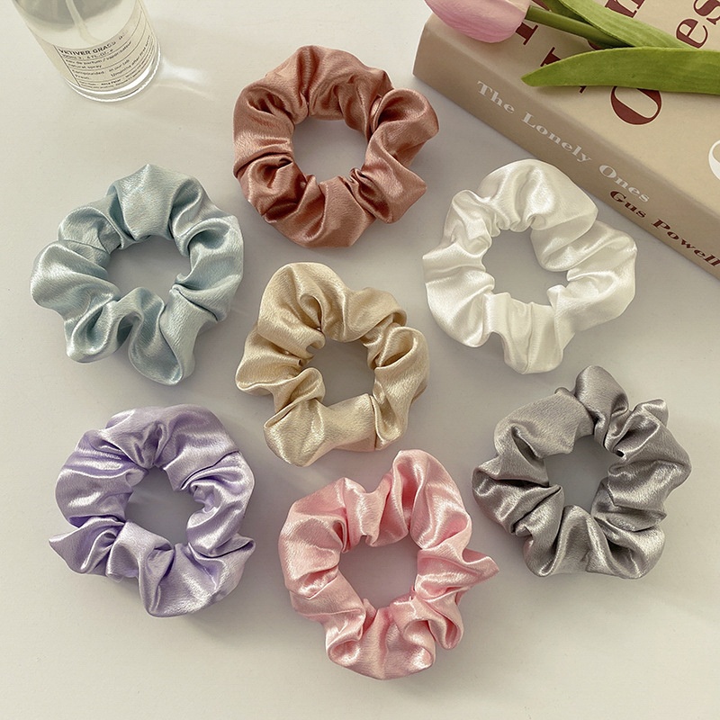 Women's Simple Satin Scrunchie Daily Ponytail Hair Tie Solid Color