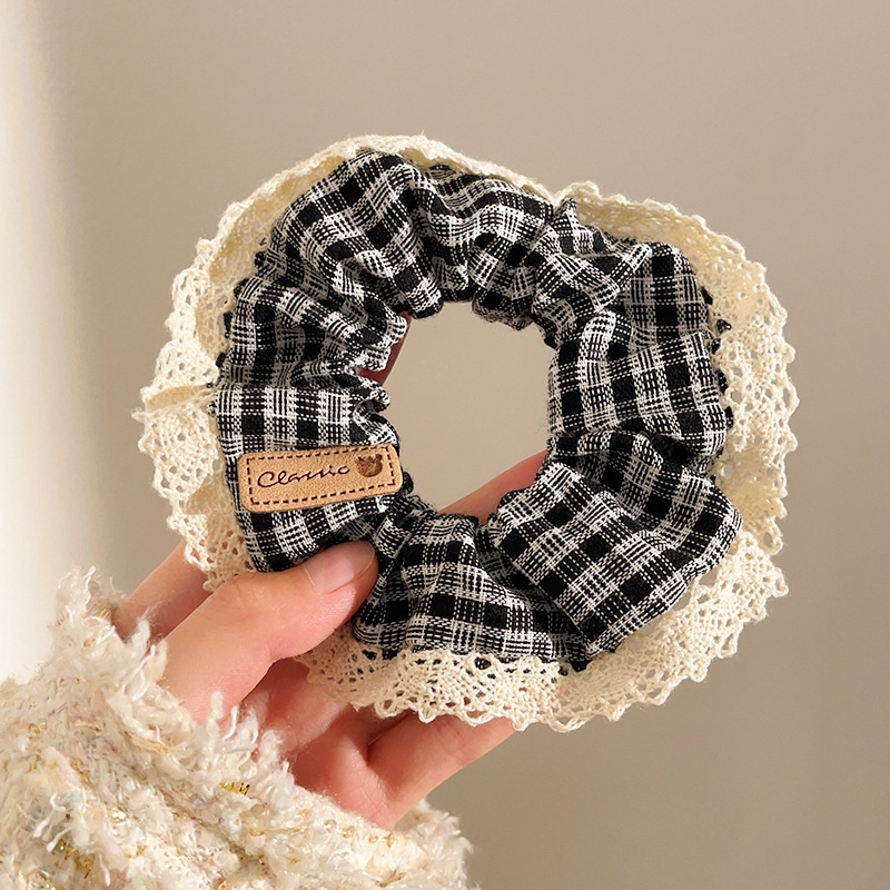 Women's Sweet Lace Ponytail Hair Tie Cloth Scrunchie Coral Lily Floral