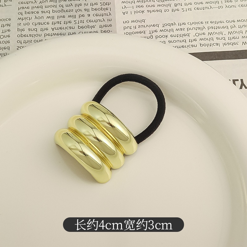 Women's Versatile Retro Alloy Elastic Hair Ties Round Cold Tone