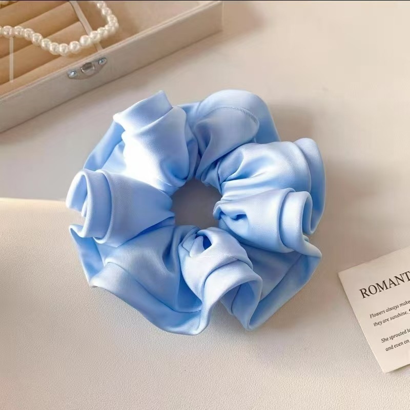 Women's All-Season Satin Flower Hair Tie Scrunchie Solid Colors